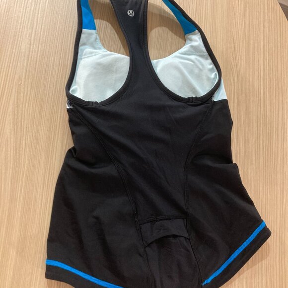 Lululemon Cardio Kick Colorblock Tank Top 4 Blue Black Racerback Built In Bra - Picture 2 of 3